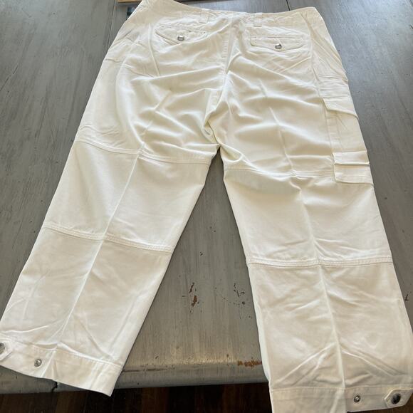 NWT Lauren Ralph Lauren Cream Wide Straight Leg Cargo Painter Pants Sz 16 W - Picture 9 of 10